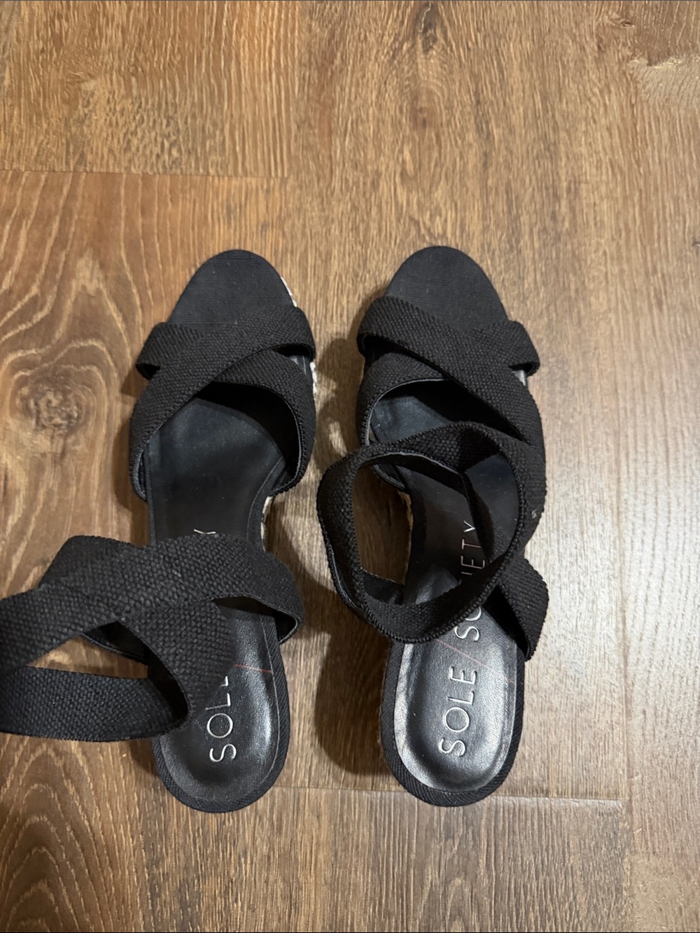 Sole Society Black Crisscross Strap Heeled Sandals